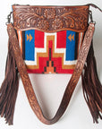 American Darling ADBGZ554 Signature Crossbody Hand Tooled Saddle Blanket Genuine Leather women bag western handbag purse