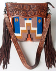American Darling ADBGZ568 Signature Crossbody Hand Tooled Saddle Blanket Genuine Leather women bag western handbag purse