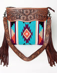 American Darling ADBGZ572 Signature Crossbody Hand Tooled Saddle Blanket Genuine Leather women bag western handbag purse
