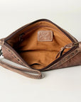 Never Mind Nmbg101G Wristlet Vintage Handmade Genuine Cowhide Leather Women Bag Western Handbag Purse