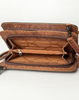 American Darling ADBG806 Clutch Hand Tooled Hair-On Genuine Leather Women Bag Western Handbag Purse