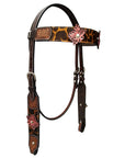 Bar H Equine Premium Hand Tooled Leather Wither Strap Breast Collar Stainless Steel Hardware Brown