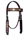 Bar H Equine Austin Arrow Spotted Leather One Ear Headstall Brown