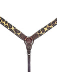Bar H Equine Premium Hand Tooled Leather Stainless Steel Hardware Breast Collar Brown