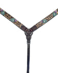 Bar H Equine Premium Hand Tooled Leather Stainless Steel Hardware Breast Collar Brown