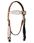 Bar H Equine Western Horse Pinwheel Genuine American Leather Breast Collar Headstall Tack Set
