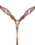 Bar H Equine Belle Unicorn Leather One Ear Headstall Tan