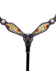 Bar H Equine Genuine Western American Leather Horse Premium Headstall & Breast Collar Set