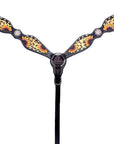 Bar H Equine Genuine Western American Leather Horse Premium Headstall & Breast Collar Set