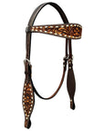 Bar H Equine Genuine Western American Leather Horse Premium Headstall & Breast Collar Set