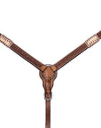 Bar H Equine Western Horse Rawhide Genuine American Leather Tack Set Brown