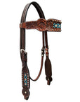 Bar H Equine American Leather Horse Saddle Tack One Ear Headstall | Breast Collar | Browband Headstall | Wither Strap | Tack Set BER229