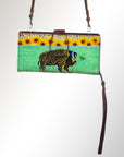 American Darling Wristlet Bag, Hand-Painted Genuine Leather, Western Vegetable Tanned Full Grain Leather Wallet Bag