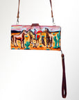 American Darling Wristlet Bag, Hand-Painted Genuine Leather, Western Vegetable Tanned Full Grain Leather Wallet Bag