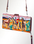 American Darling Wristlet Bag, Hand-Painted Genuine Leather, Western Vegetable Tanned Full Grain Leather Wallet Bag