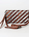American Darling Organiser Bag Handcrafted from Crocodile Embossed Genuine Leather with YKK Zipper and Detachable Strap