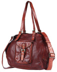 Spaghetti Western Swc126Cg Tote Vintage Handmade Drum Dyed Genuine European Cowhide Leather Women Bag Western Handbag Purse