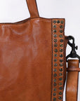 Spaghetti Western Swc133Tan Tote Vintage Handmade Drum Dyed Genuine European Cowhide Leather Women Bag Western Handbag Purse