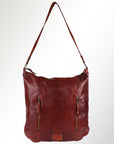 Spaghetti Western Swc142Acg Hobo Vintage Handmade Drum Dyed Genuine European Cowhide Leather Women Bag Western Handbag Purse