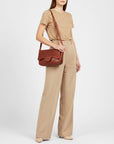 Envelope Style Leather Handbag With Genuine European Cowhide Full Grain Elegant Purse