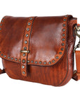 Spaghetti Western Swc155Tan Envelope Vintage Handmade Drum Dyed Genuine European Cowhide Leather Women Bag Western Handbag Purse