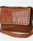Spaghetti Western Swc163Cg Envelope Vintage Handmade Drum Dyed Genuine European Cowhide Leather Women Bag Western Handbag Purse