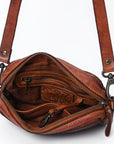 Spaghetti Western Swc166Cg Small Crossbody Vintage Handmade Drum Dyed Genuine European Cowhide Leather Women Bag Western Handbag Purse