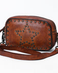 Spaghetti Western Swc166Cg Small Crossbody Vintage Handmade Drum Dyed Genuine European Cowhide Leather Women Bag Western Handbag Purse