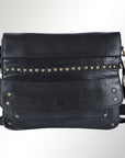 Spaghetti Western Swc170Blk Cross Body I Vintage Handmade Drum Dyed Genuine European Cowhide Leather Women Bag Western Handbag Purse