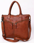 Spaghetti Western Swc179Cg Tote Vintage Handmade Drum Dyed Genuine European Cowhide Leather Women Bag Western Handbag Purse