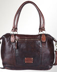 Spaghetti Western Swc182Brn Tote Vintage Handmade Drum Dyed Genuine European Cowhide Leather Women Bag Western Handbag Purse