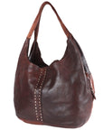 Spaghetti Western Swc184Brn Hobo Vintage Handmade Drum Dyed Genuine European Cowhide Leather Women Bag Western Handbag Purse