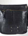Spaghetti Western Swc198Blk Envelope Vintage Handmade Drum Dyed Genuine European Cowhide Leather Women Bag Western Handbag Purse