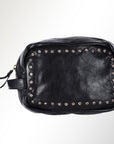 Spaghetti Western Swc200Blk Wristlet Vintage Handmade Drum Dyed Genuine European Cowhide Leather Women Bag Western Handbag Purse