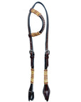 Bar H Equine Western Horse Genuine Leather Raw Hide One Ear Headstall Dark Brown