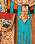 American Darling Hand Tooled Saddle Blanket Genuine Leather Women Bag Western Handbag Purse