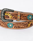 American Darling ADBLF131-L Beautifully Hand Tooled Genuine American Leather Belt Men and Women