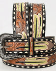 American Darling ADBLF134-L Beautifully Hand Tooled Genuine American Leather Belt Men and Women