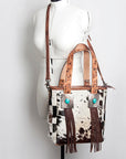 American Darling Tote Bag for Women, Hair-On Cowhide Western Bag, Premium Full Grain Leather with Fringes & YKK Zipper