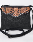 American Darling Western Small Crossbody Bag – Genuine Hair-On Cowhide Leather with Fringes, Adjustable Strap, Handcrafted in Texas