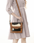 American Darling ADBGZ592A Messenger Hand Tooled Hair On Genuine Leather women bag western handbag purse