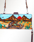 American Darling Wristlet Bag, Hand-Painted Genuine Leather, Western Vegetable Tanned Full Grain Leather Wallet Bag