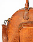 Vintage Inspired Handmade Leather Tote With Full Grain Cowhide