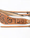 Comfytack Horse Saddle Flank Cinch Girth Handtooled Leather W/ Billets Tan