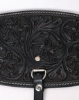 Comfytack Horse Saddle Flank Cinch Girth Handtooled Leather W/ Billets Black
