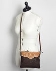 American Darling Western Small Crossbody Bag – Genuine Hair-On Cowhide Leather with Fringes, Adjustable Strap, Handcrafted in Texas
