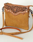 American Darling Western Small Crossbody Bag – Genuine Hair-On Cowhide Leather with Fringes, Adjustable Strap, Handcrafted in Texas