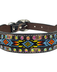 BAR H EQUINE Premium Quality Beaded Bright Designs Western Leather Dog Collar