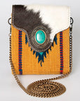 American Darling Hand Tooled Hair On Genuine Leather Women Bag Western Handbag Purse