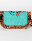 American Darling Small Cross body Bag Western Leather Hand Tooled Hand-Woven Saddle Blanket Genuine Leather 4.5x9